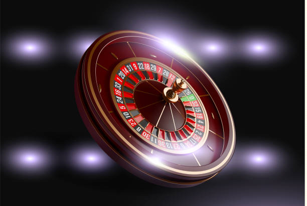 casino roulette-rad isoliert auf blauem hintergrund. 3d realistische vektorillustration. online poker casino roulette glücksspiel-konzept design. - roulette roulette wheel casino wheel stock-grafiken, -clipart, -cartoons und -symbole