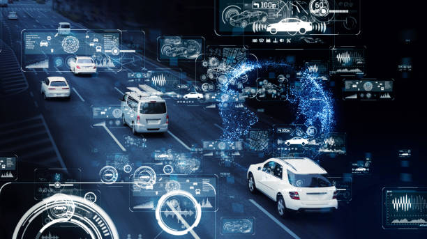 sieć komunikacyjna transportu. gui (graficzny interfejs użytkownika). hud (wyświetlacz head up). - sensory perception zdjęcia i obrazy z banku zdjęć