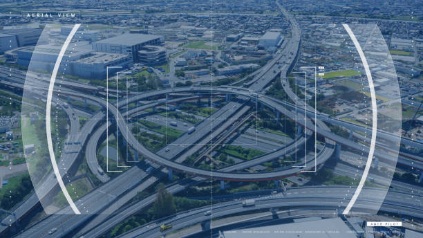 istock Screen of a drone controller. Head up display (HUD) of a vehicle cockpit. Graphical user interface (GUI). 1132912629