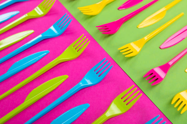 istock Many color plastic cutlers on a bright background 1132917757