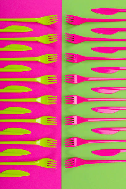 istock Colorful set of plastic table ware isolated on background 1132917790