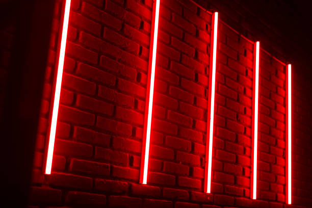 interior empty space with red lighting tunnel, 3d rendering