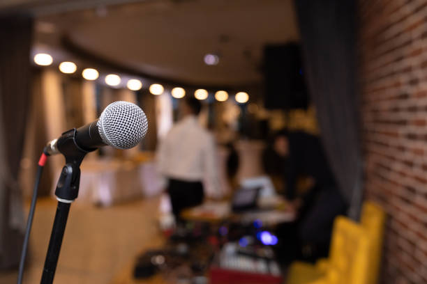 Microphone closeup on the disco club