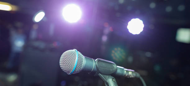 istock Microphone closeup on the disco club 1132919067