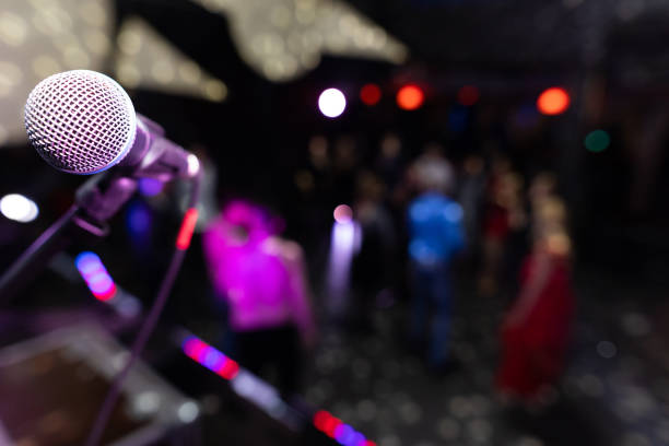 istock Microphone closeup on the disco club 1132919070