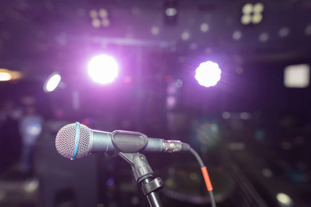 istock Microphone closeup on the disco club 1132919072