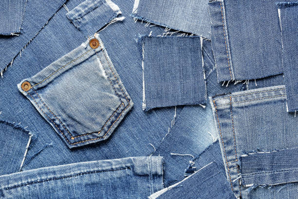 denim parches fondo - patchwork fotografías e imágenes de stock