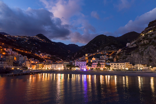 Aerial View of Minori, Beautiful Town on the Amalfi Coast, Southern Italy - Travel Destination