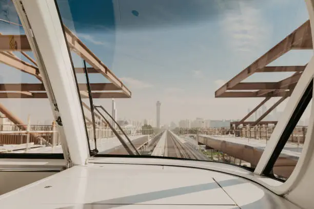 3 January 2019. Photography of Dubai Palm Island seen from inside the train, United Arab Emirates. - Image