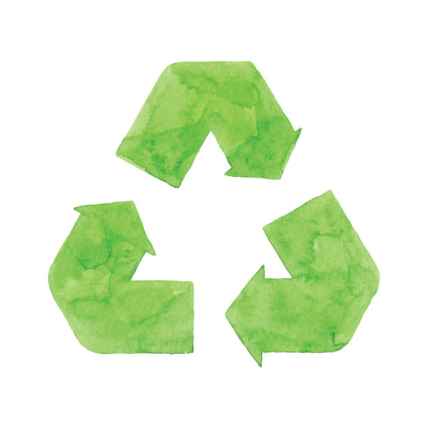 symbol recyklingu akwareli zielony - vector illustration and painting environmental conservation arrow sign stock illustrations