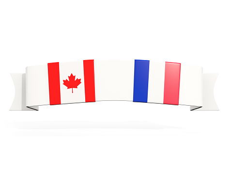 Banner with two square flags of canada and france isolated on white. 3D illustration