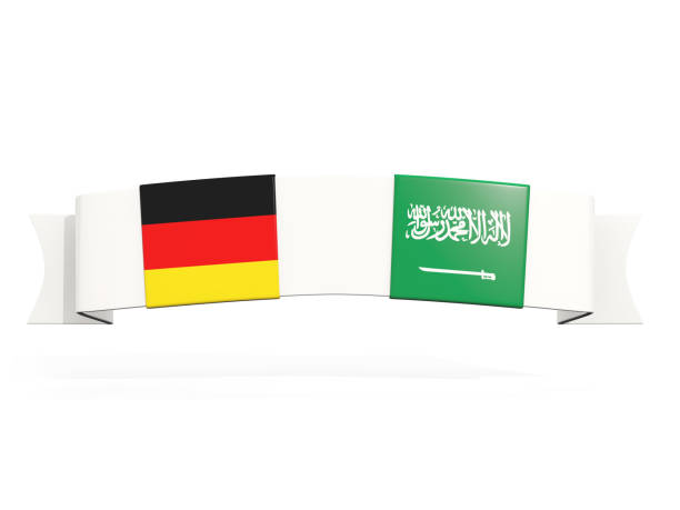 istock Banner with two square flags of Germany and saudi arabia 1132934863