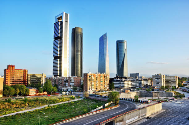 Skyscrapers of Madrid Four most famous skyscrapers of Madrid, Spain madrid city view stock pictures, royalty-free photos & images