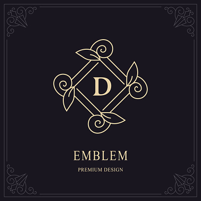 D Monogram Image Floral Monogram Design Letter D Fourishes Calligraphic Vintage Frame ...