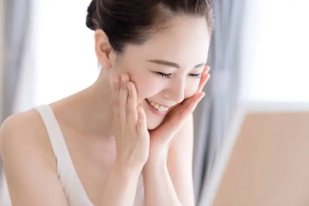 Photo of Beauty concept of asian girl. Skin care.