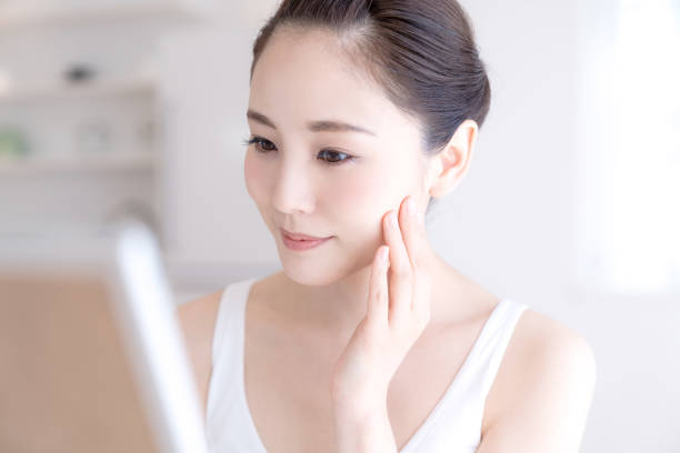 Beauty concept of asian girl. Skin care. Beauty concept of asian girl. Skin care. uv protection photos stock pictures, royalty-free photos & images