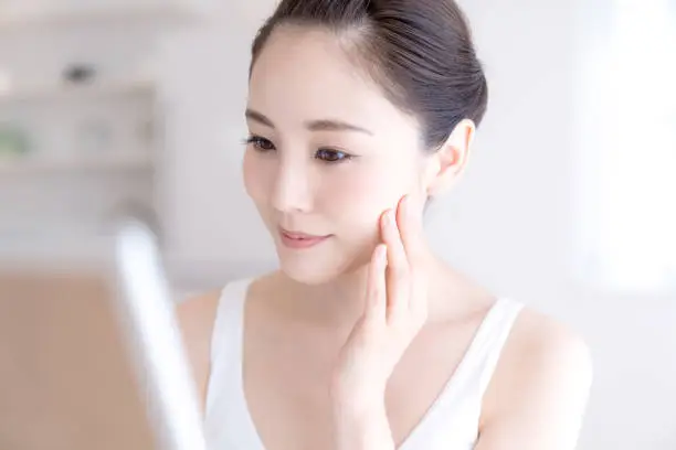 Photo of Beauty concept of asian girl. Skin care.