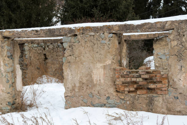 istock destroyed old brick building in the mountains without a roof 1132942563