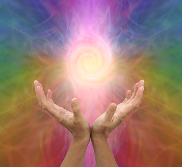istock Channelling rainbow coloured  vortex healing energy 1132942715