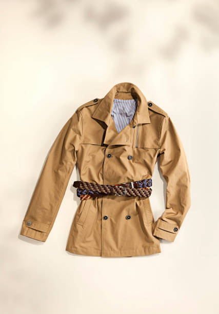 istock Brown trench coat isolated on white background 1132947034
