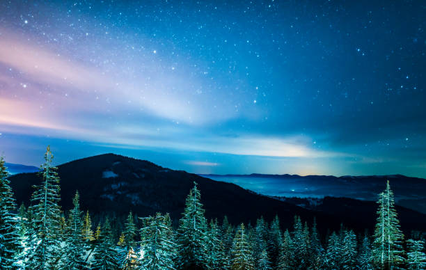 istock Night stars and milky way in winter 1132947537