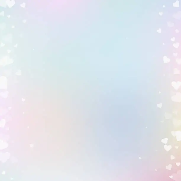 Vector illustration of White heart love confetti. Valentine's day border