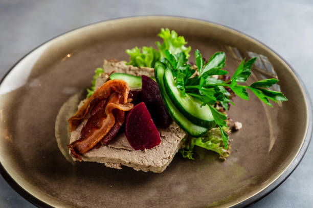 Delicious traditional smørrebrød, traditional dish from Scandinavia stock photo