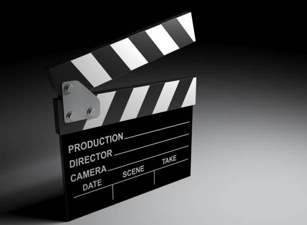 Clapboard for recording movie - 3D rendering illustration stock photo
