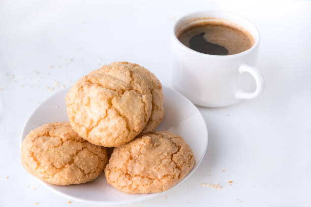 istock 1 Cup of black coffee, some shortbread on a plate 1132953952