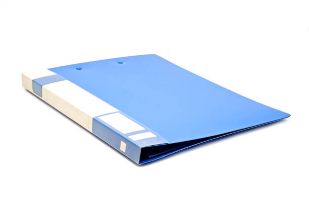 Blue envelope tied with a thread wound between two clasps close up