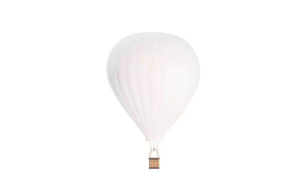 palloncino bianco bianco bianco con mockup ad aria calda, isolato - hot air balloon foto e immagini stock