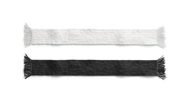 istock Blank black and white knitted scarf mockup set, isolated 1132957930