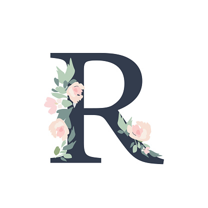 Letter R Lily Floral Alphabet Letter R With Flowers Bouquet Composition Stock ...