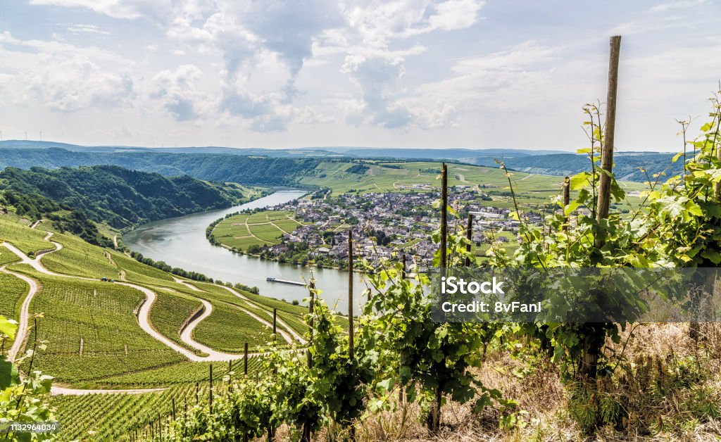 Piesport on the Moselle Rhineland-Palatinate Germany. Bernkastel-Kues Stock Photo