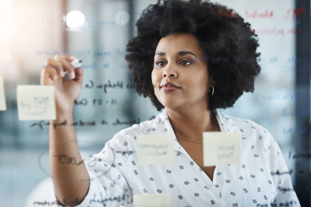 istock Putting her top ideas up on the board 1132964412