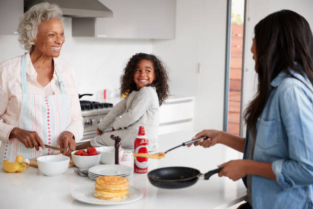 istock Multi Generation Female Family In Kitchen At Home Making Pancakes Together 1132966312