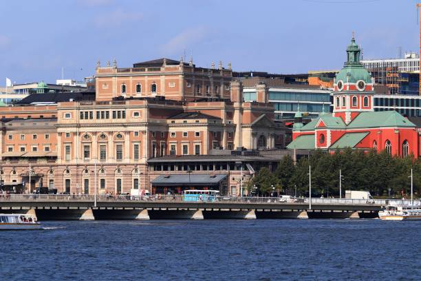 Stockholm city in Sweden. Royal Swedish Opera and St. James' Church.