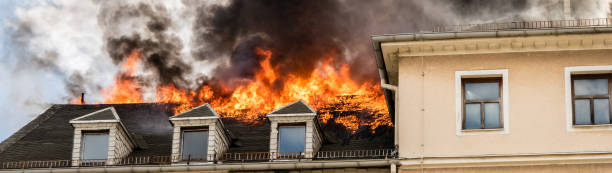istock Panorama Roof Fire House 1132971959