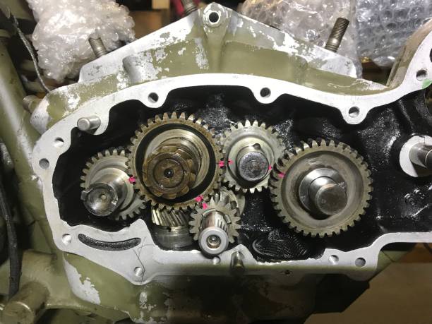 istock Meshed gears in WWII motorcycle gearbox 1132975617