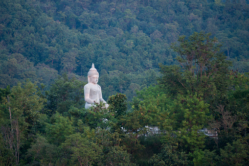 a buddha neat the Wat Chalermprakiet Prajomklao Rachanusorn Temple north of the city of Lampang in North Thailand.