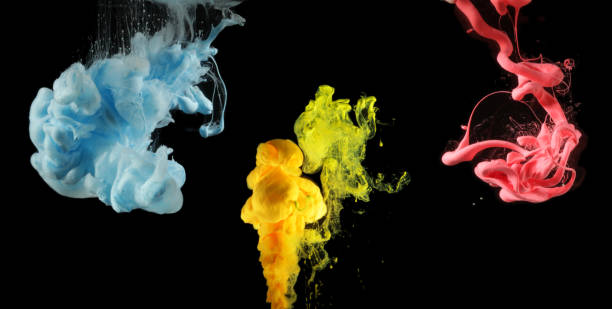 istock Acrylic colors in water. Ink blot. Abstract background. Collection on black. 1132982861