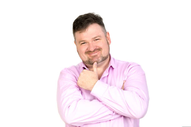 istock Adult full man 40 years old on a white background. 1132984347