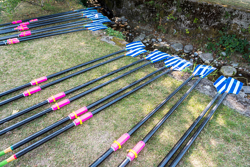 Canoe paddles in Canton of Zug, Switzerland.