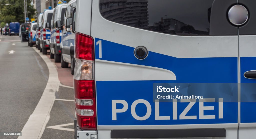 Panorama German Police cars Police Force Stock Photo