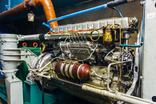 istock Diesel generator in bomb shelter, close up 1132986119