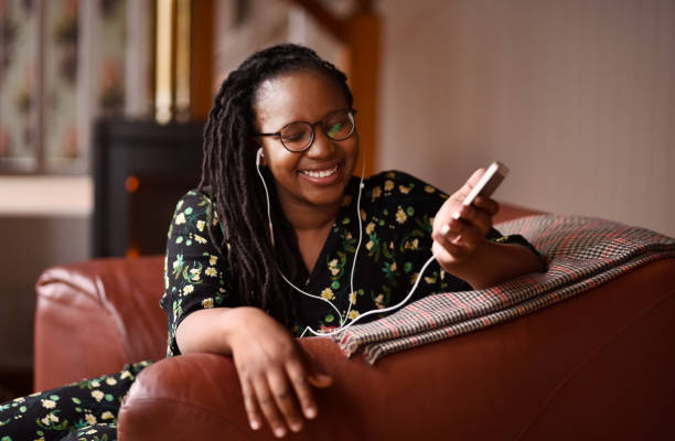 istock Listening her favourite songs 1132987549