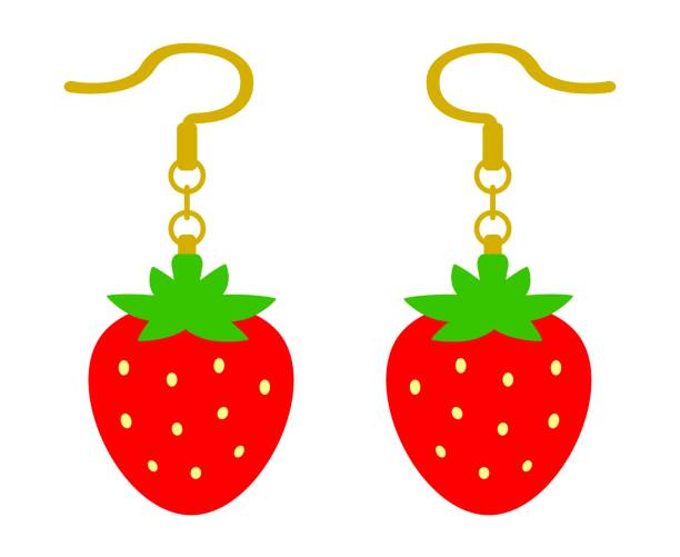 귀걸이 - symmetry fruit food two objects stock illustrations