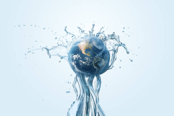 Saving water and world environmental protection concept. Saving water and world environmental protection concept. Eearth, globe, ecology, nature, planet concepts water balls for plants pictures stock pictures, royalty-free photos & images