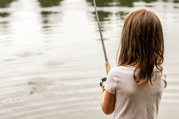 istock Child fishing on a still lake 1132991993