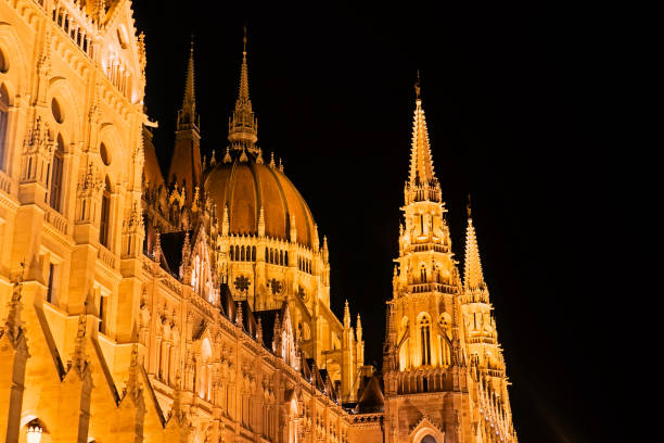The Hungarian Parliament Building by night, Budapest, Hungary